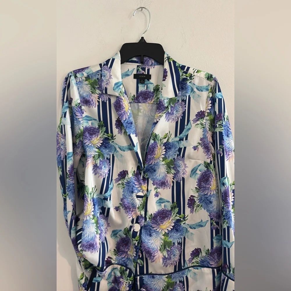 J. Crew‎ Floral Button Down Pajama Set Retail $158 - Blue, Green & Purple